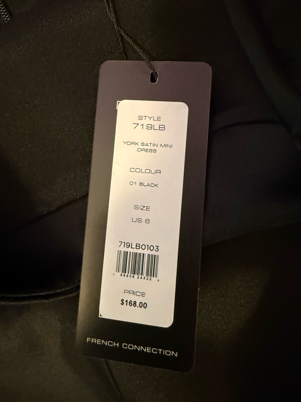 French Connection Black York Satin Mini Dress - Picture 6 of 6